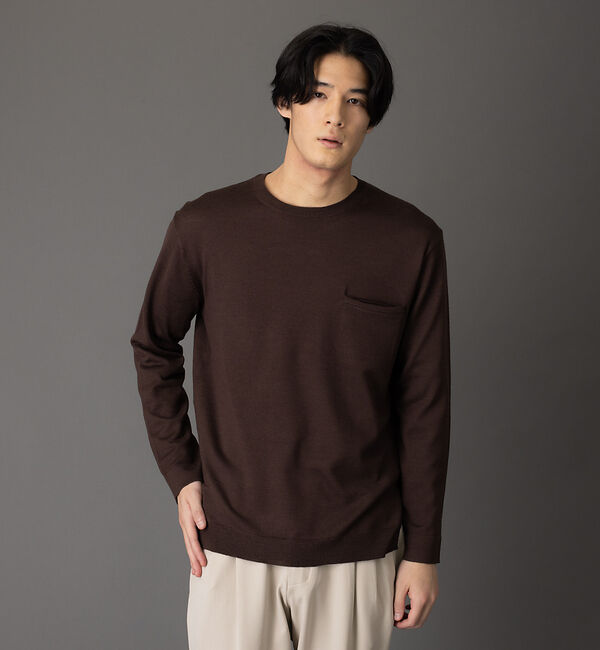ABAHOUSE「【エクストラファインメリノ】ウォッシャブル＆毛玉レス ニット」|ニット・セーター|ダークブラウン