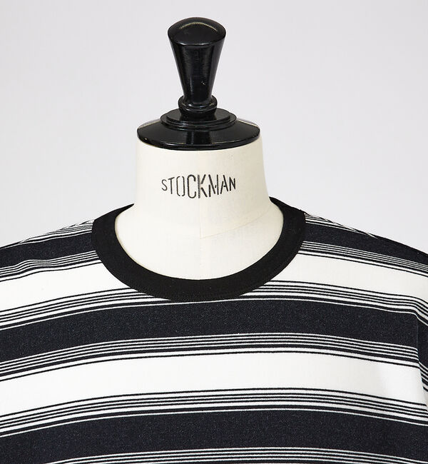 ABAHOUSE「マルチボーダースウェット半袖シャツ / 6分袖/ ユニセックス」|Tシャツ・カットソー|