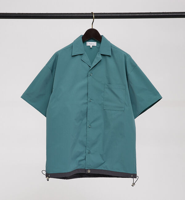 ABAHOUSE「【裾バイカラー】オープンカラー シャツブルゾン」|シャツ・ブラウス|エメラルドグリーン