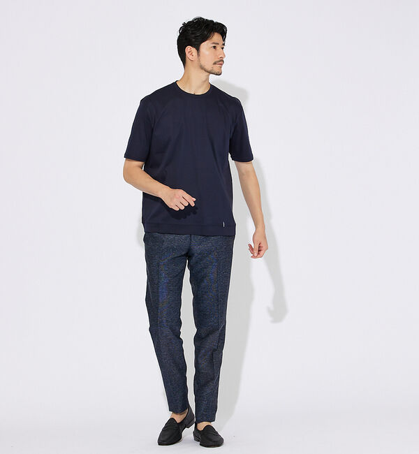 ABAHOUSE「【コットンシルケット】ポンチ クルーネック Tシャツ」|Tシャツ・カットソー|