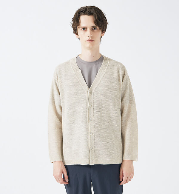 ABAHOUSE「【メッシュ編み】レーヨン&times;ラミー　シアーカーディガン」|カーディガン|