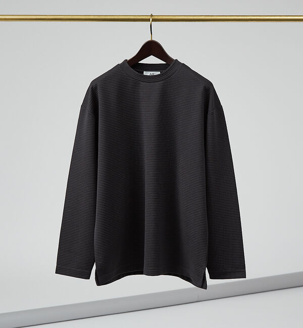 ABAHOUSE「【AH ABAHOUSE】リップルボーダー 長袖Tシャツ」|Tシャツ・カットソー|チャコールグレー