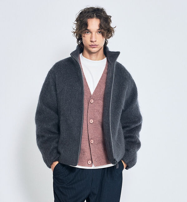 ABAHOUSE「ウール&times;モヘア シャギー スタンドカラーブルゾン」|ブルゾン・スタジャン|