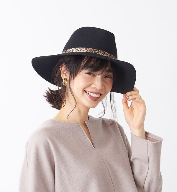 Rouge vif「Rebecca レオパードテープハット」|その他|ブラック