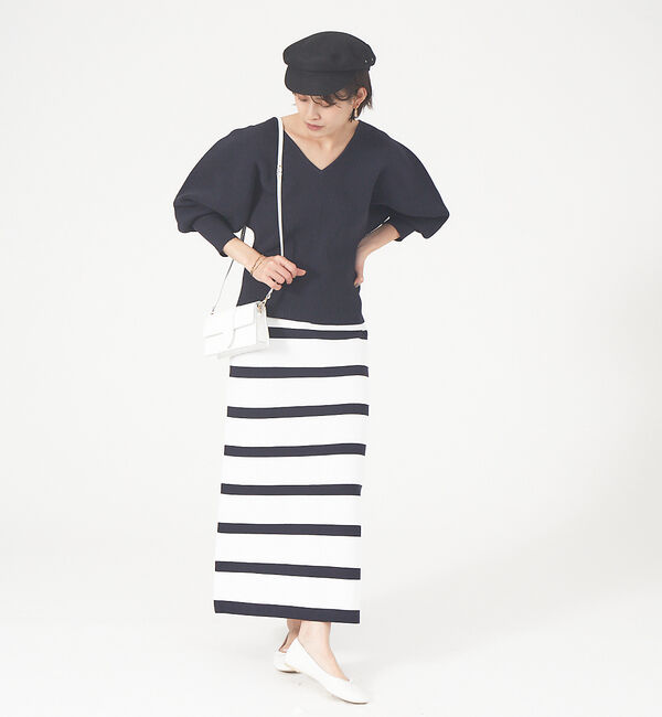 Rouge vif「変形ボーダーストレッチニットスカート」|スカート|