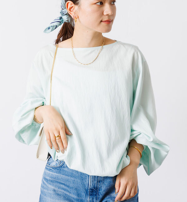 Rouge vif「ふんわり袖ボートネックブラウス」|シャツ・ブラウス|サックスブルー
