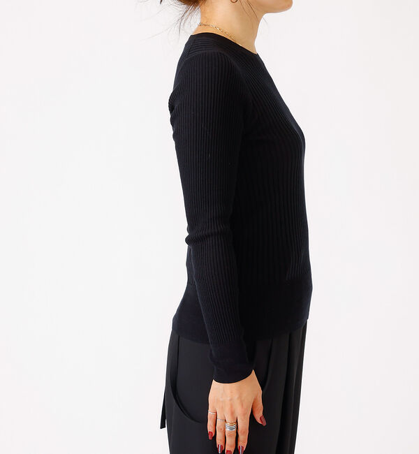 Rouge vif「シルク混ワイドリブプルオーバーニット」|ニット・セーター|