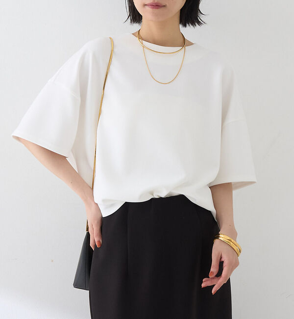 Rouge vif「【接触冷感】ストレッチダンボール半袖プルオーバー」|Tシャツ・カットソー|オフホワイト