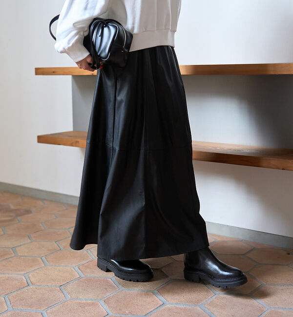 Rouge vif「フェイクレザーフレアスカート」|スカート|