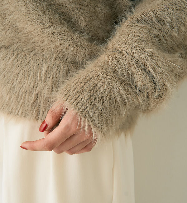 Rouge vif「【2点セット】ファーニットカーデ&times;リブニットキャミ アンサンブル」|カーディガン|