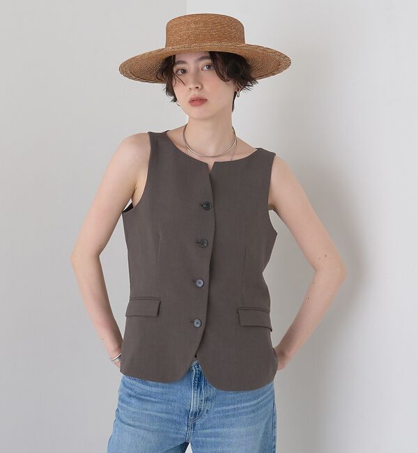Rouge vif「【セットアップ対応】リネン混ジレ/ベスト」|ベスト・ジレ|
