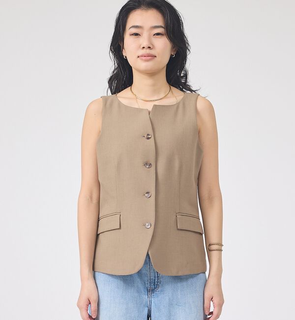 Rouge vif「【セットアップ対応】リネン混ジレ/ベスト」|ベスト・ジレ|