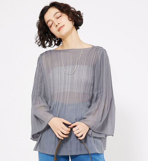 qualite「ランダムプリーツフレアーブラウス」|シャツ・ブラウス|