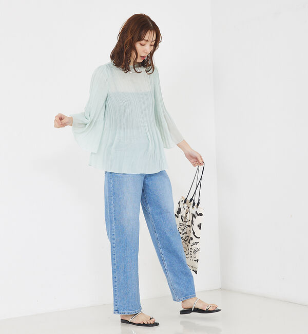 qualite「ランダムプリーツフレアーブラウス」|シャツ・ブラウス|