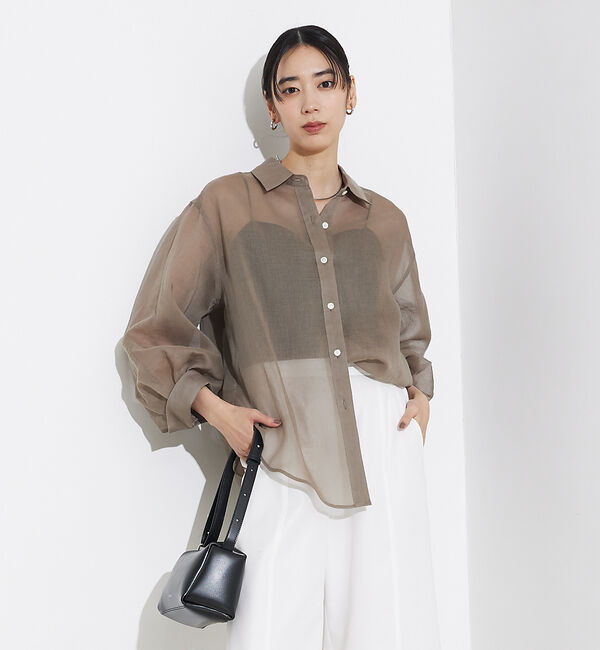 qualite「ソフトオーガンジーシアーシャツ」|シャツ・ブラウス|