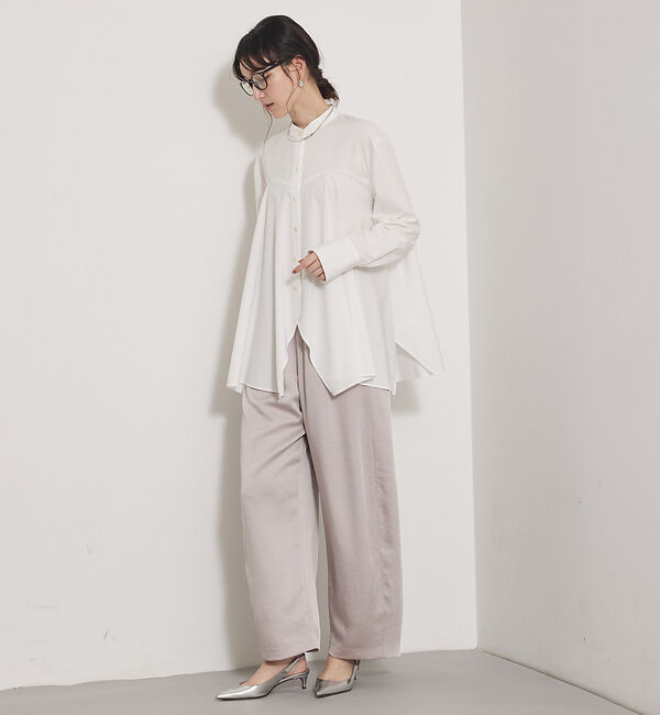 qualite「【気品あるツヤ感】ジョーゼットサテンワイドパンツ」|その他|