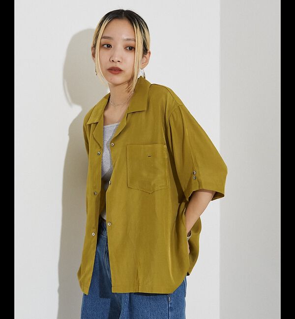 NOMINE「【セットアップ対応】ヴィンテージサテン 開襟 シャツ」|シャツ・ブラウス|マスタード