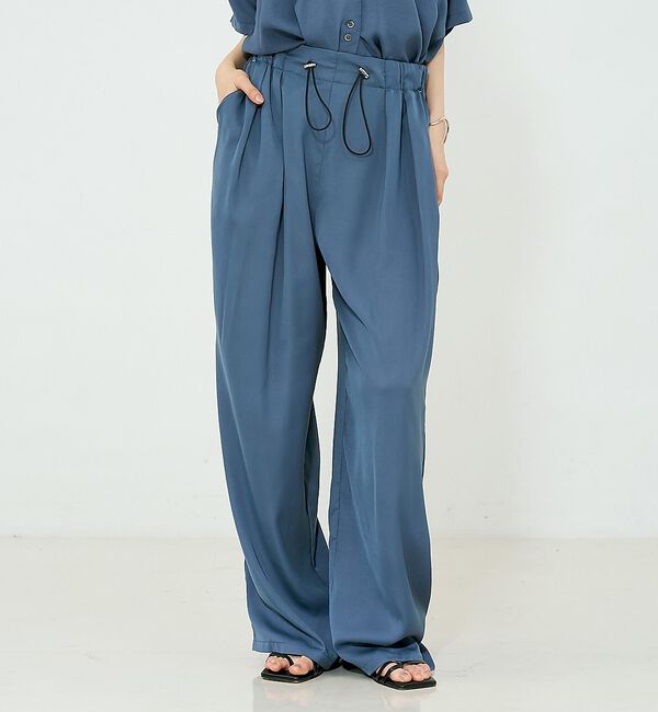 NOMINE「【セットアップ対応】ヴィンテージサテン ドロストコード パンツ」|その他|ブルーグレー