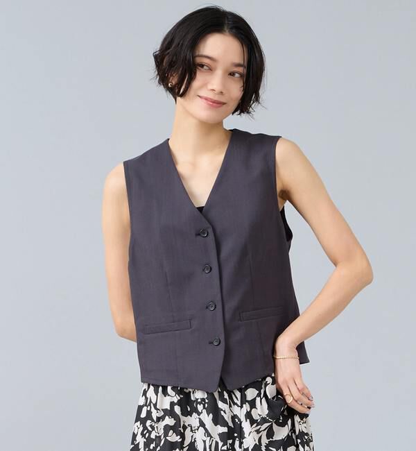 Liesse「麻調ベスト」|ベスト・ジレ|チャコールグレー