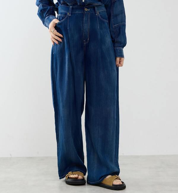 SOFFITTO「シアーデニムワイドパンツ」|デニム|