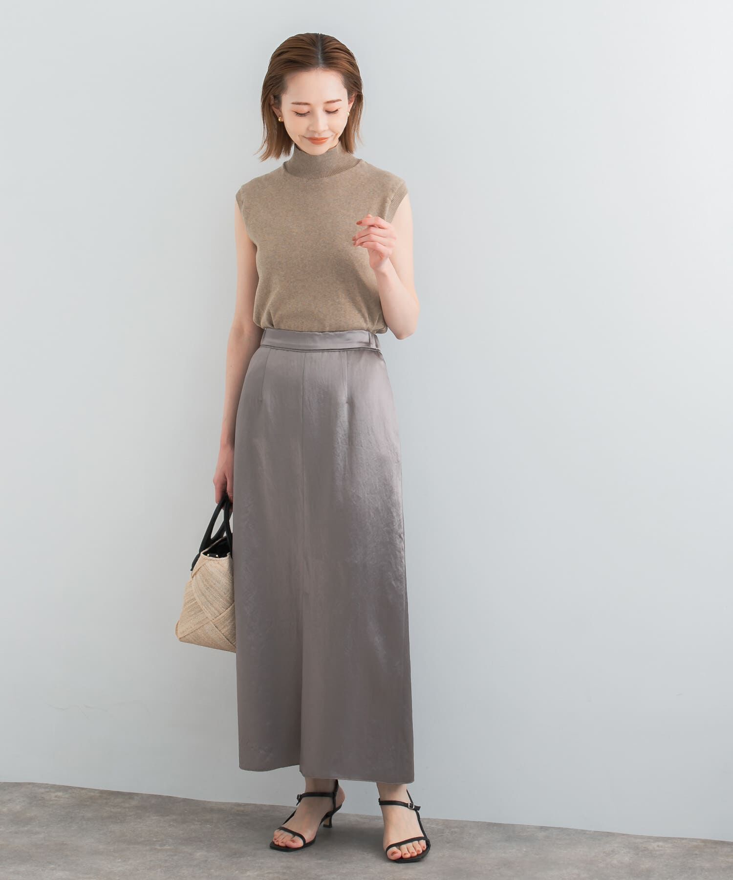 URBAN RESEARCH ROSSO「アセテートサテンスリットスカート」|スカート|