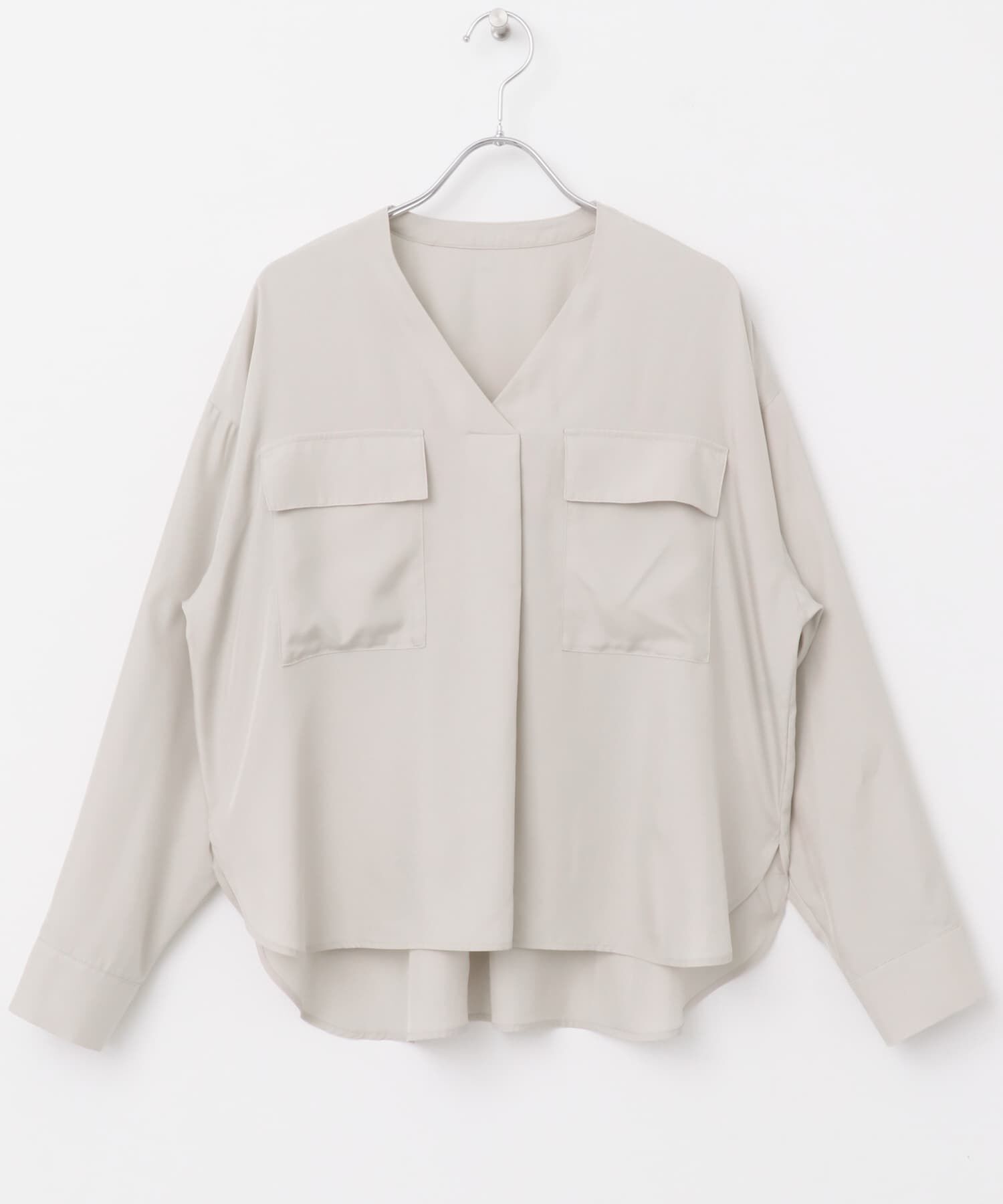 URBAN RESEARCH ROSSO「キュプラツイルVネックブラウス」|シャツ・ブラウス|