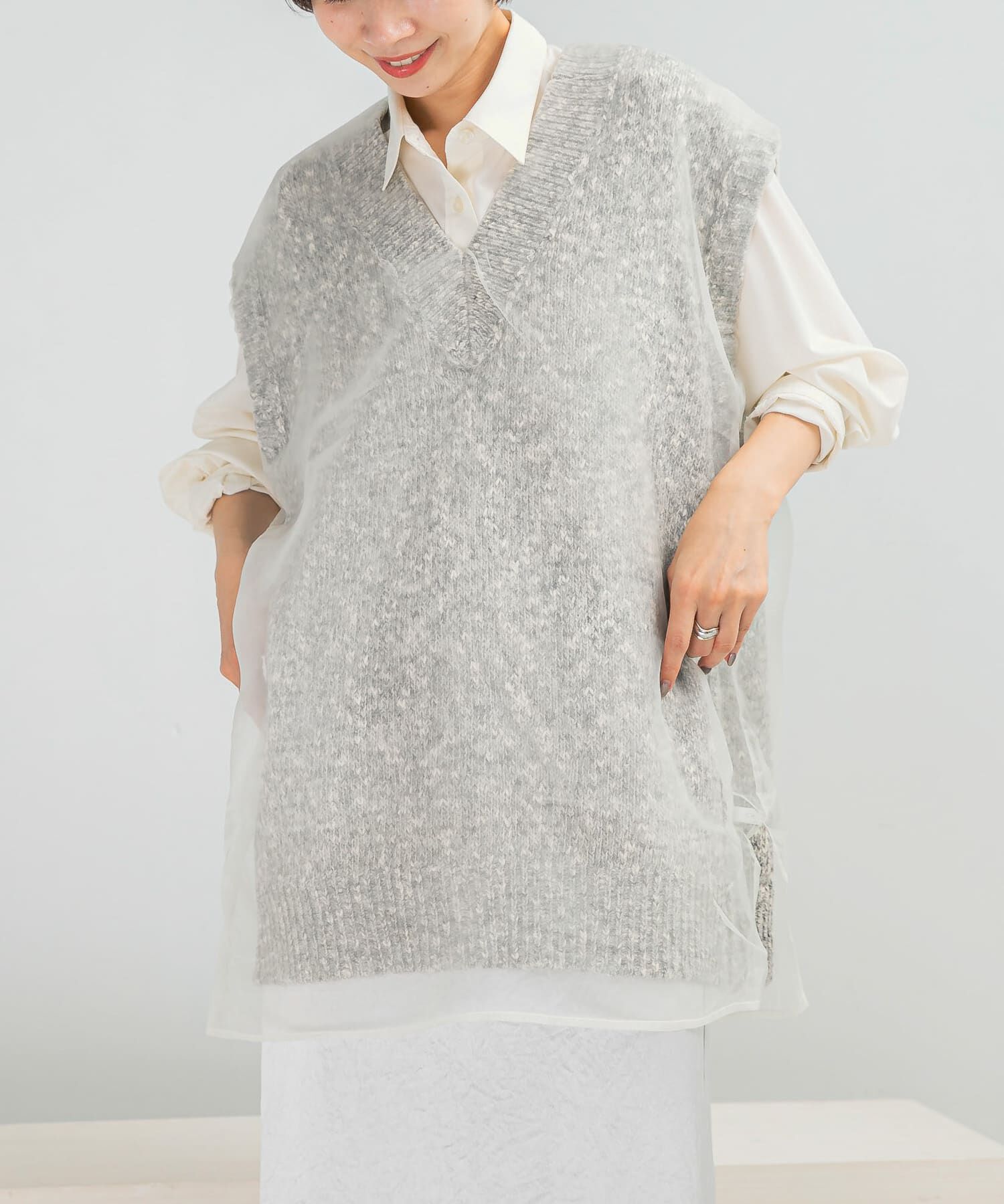 URBAN RESEARCH ROSSO「CHIGNON　リバーオーガンドッキングベスト」|ベスト・ジレ|グレー