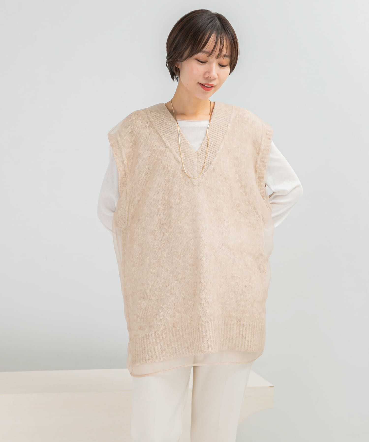 URBAN RESEARCH ROSSO「CHIGNON　リバーオーガンドッキングベスト」|ベスト・ジレ|ベージュ