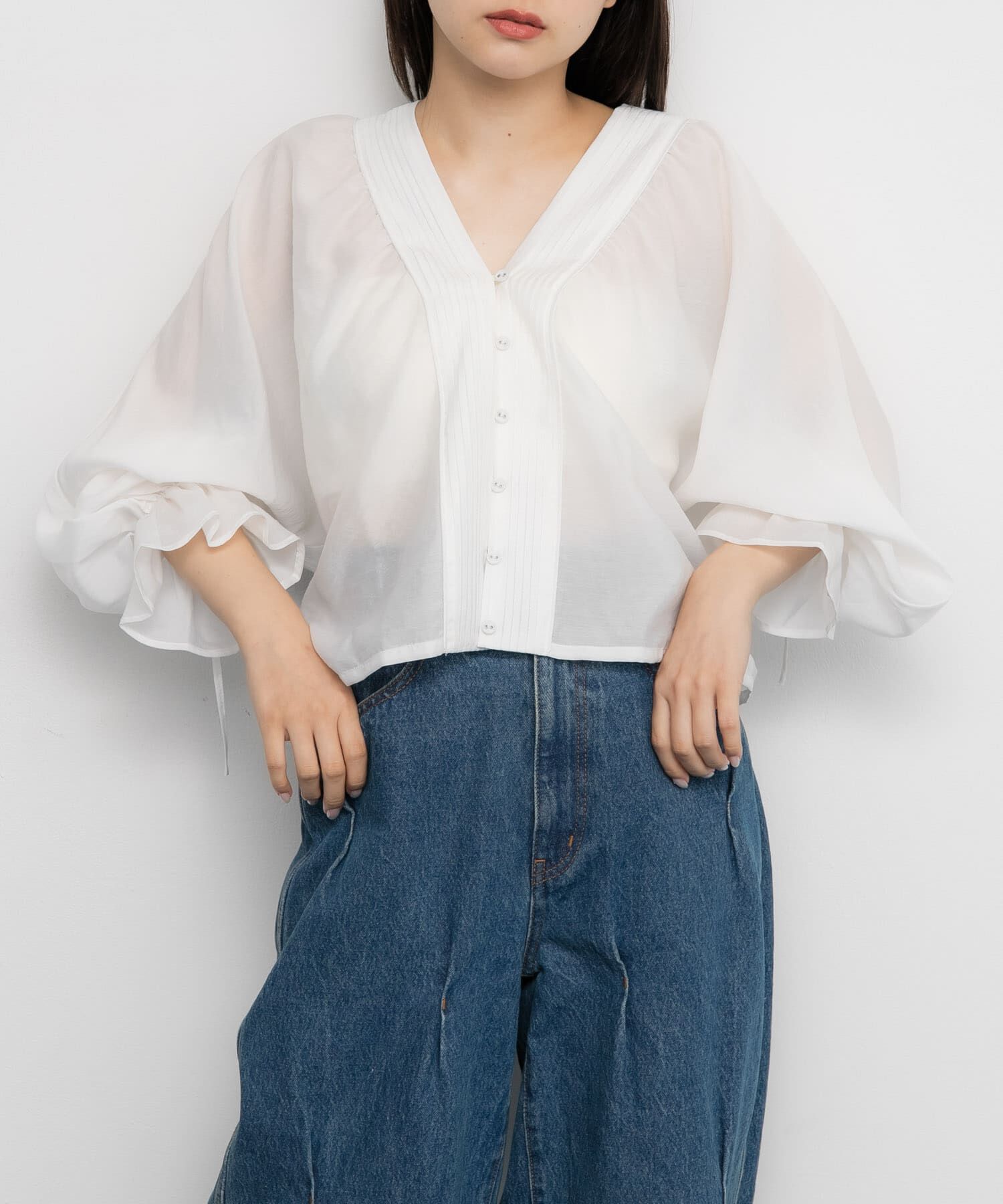  「ピンタックギャザーブラウス」|シャツ・ブラウス|