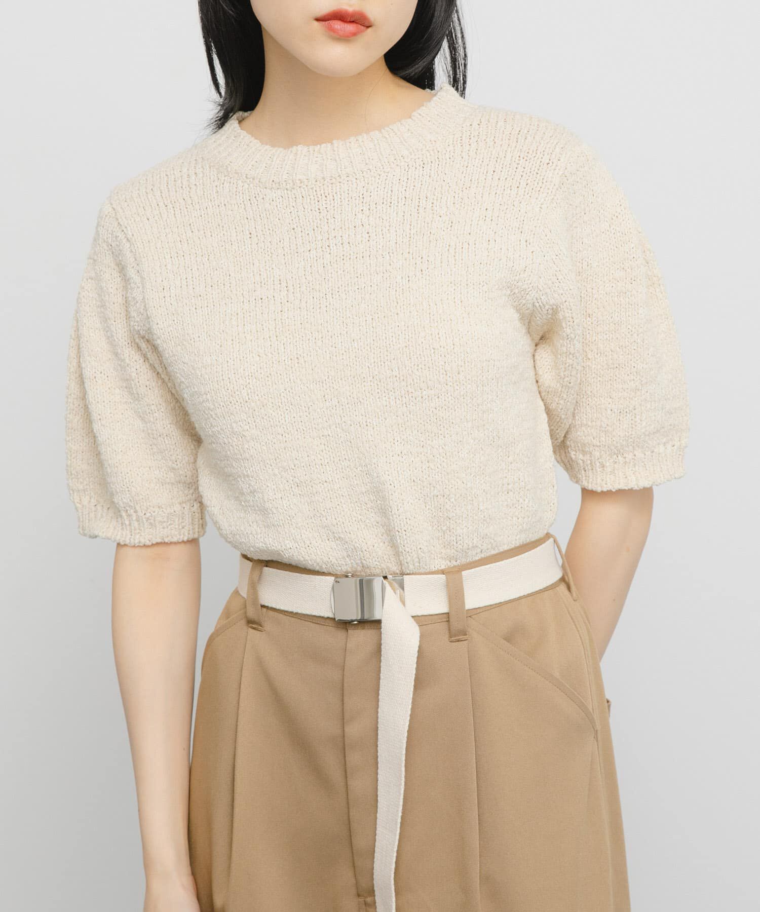  「ハーフスリーブクロップドニット」|ニット・セーター|