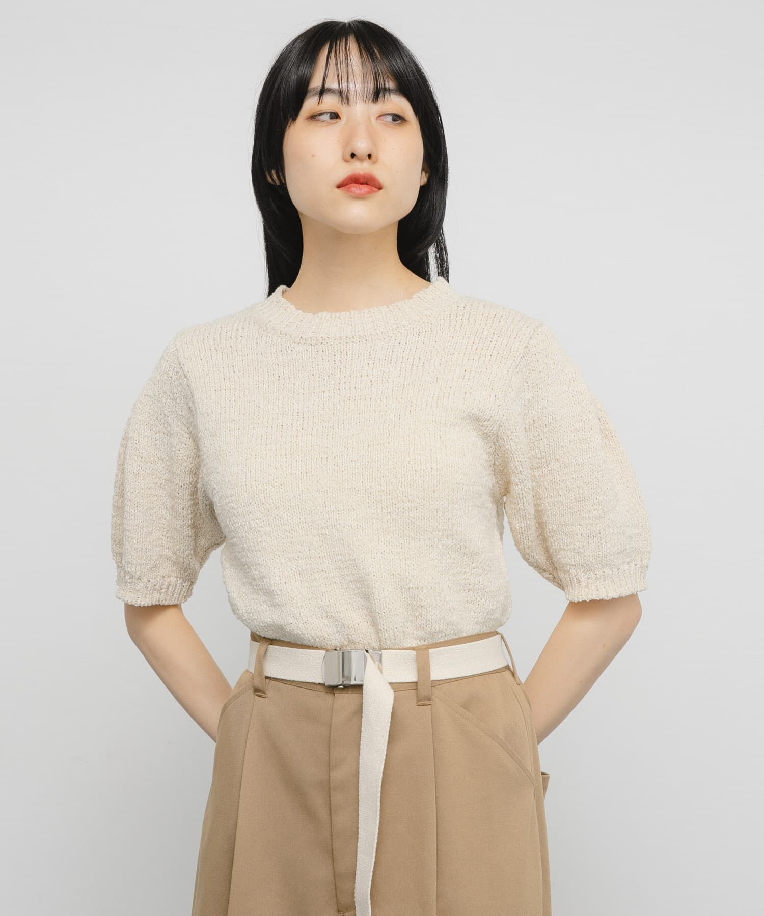  「ハーフスリーブクロップドニット」|ニット・セーター|