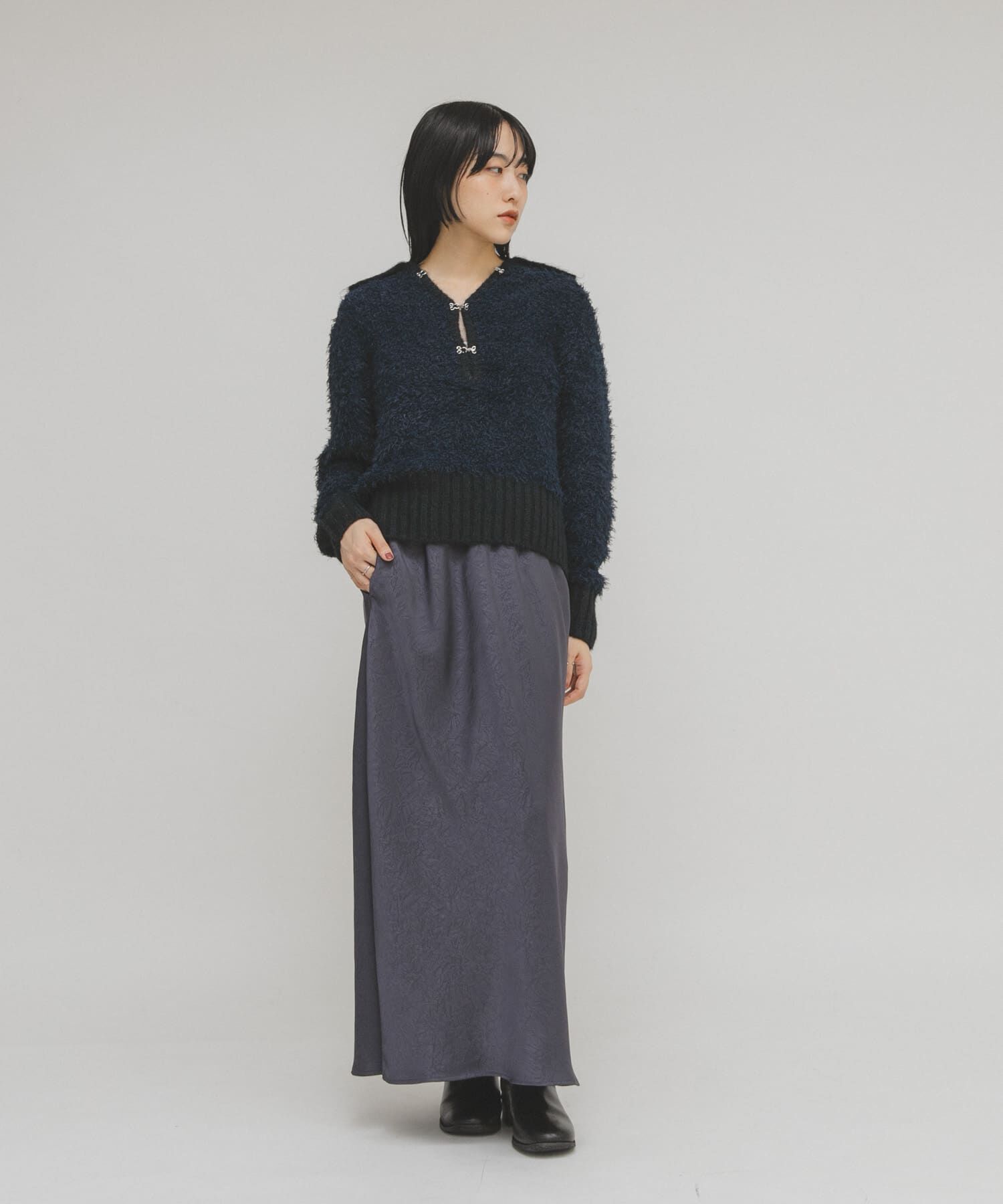  「クラッシュサテンナロースカート」|スカート|