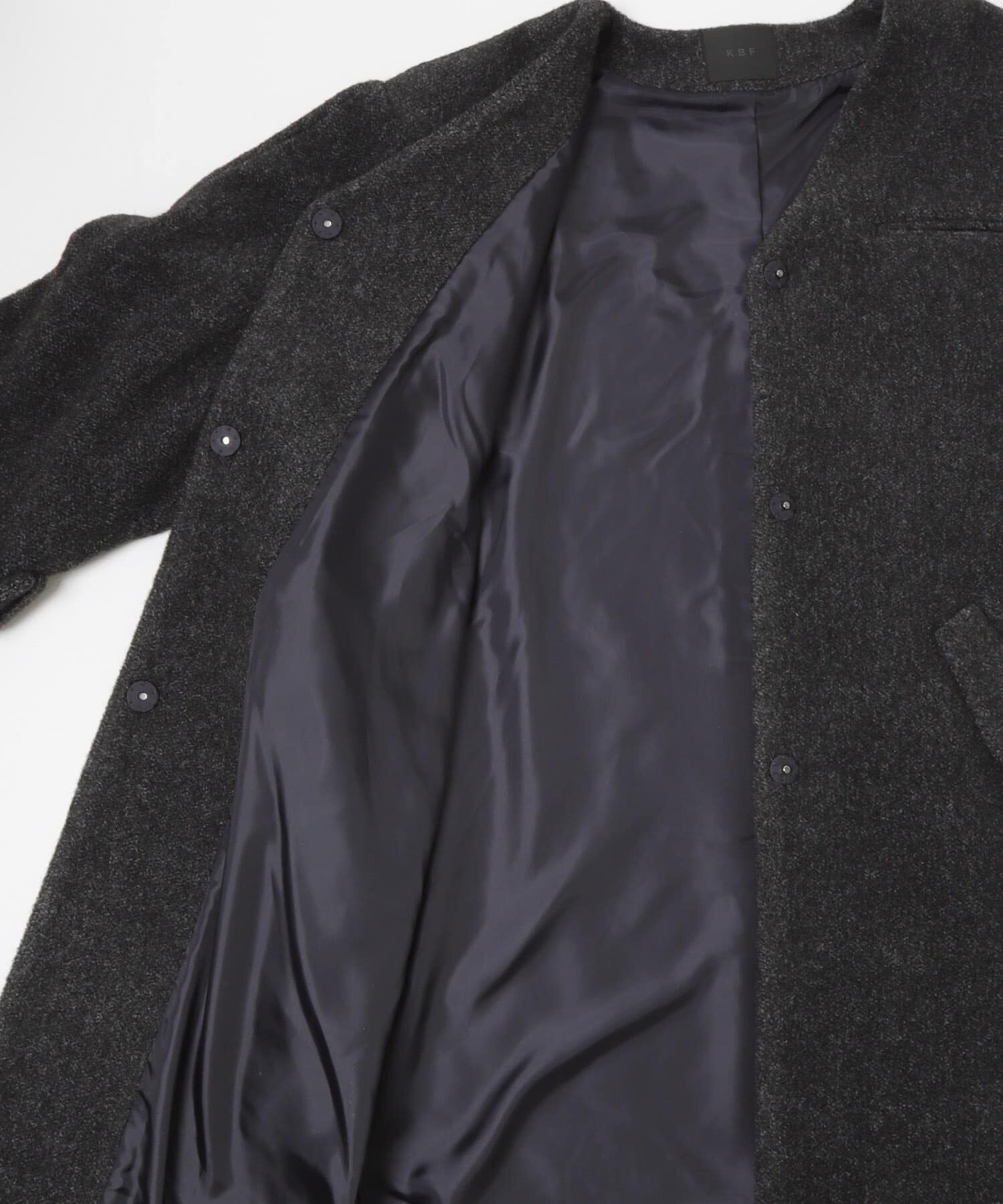  「テディボアロングコート」|ノーカラーコート|