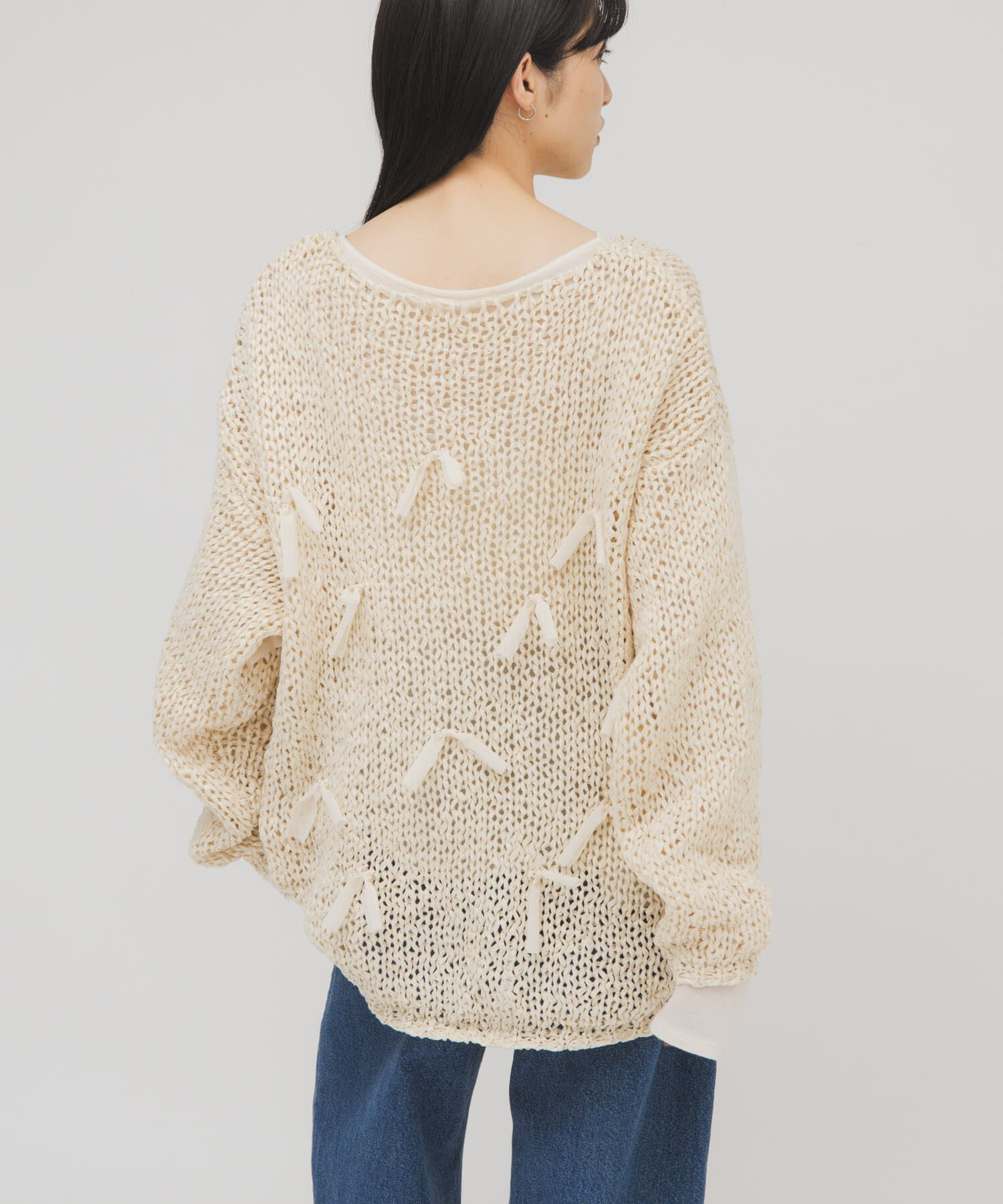  「テープヤーンリボンオーバーニット」|ニット・セーター|