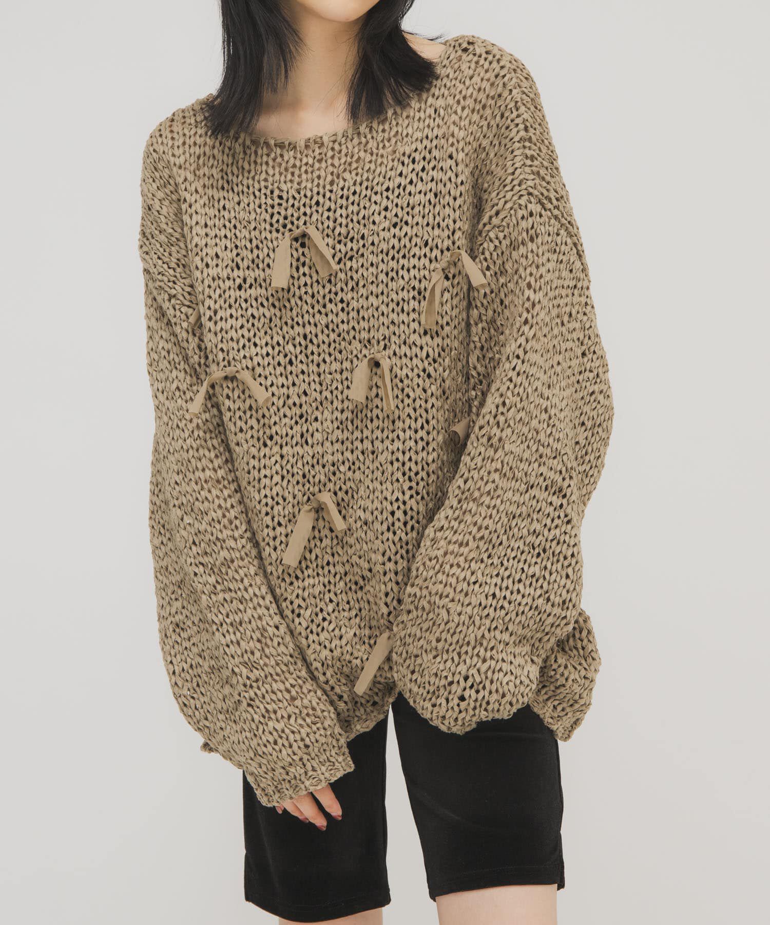  「テープヤーンリボンオーバーニット」|ニット・セーター|