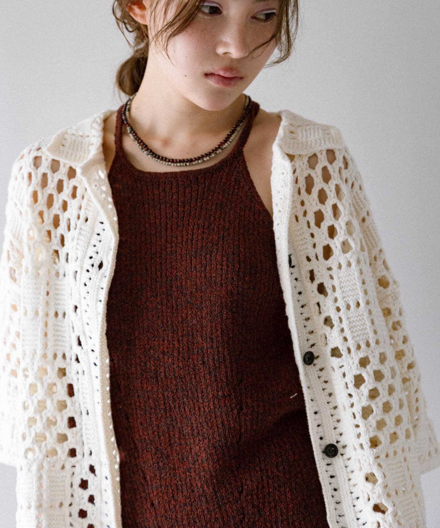  「クロシェニットシャツ」|ニット・セーター|