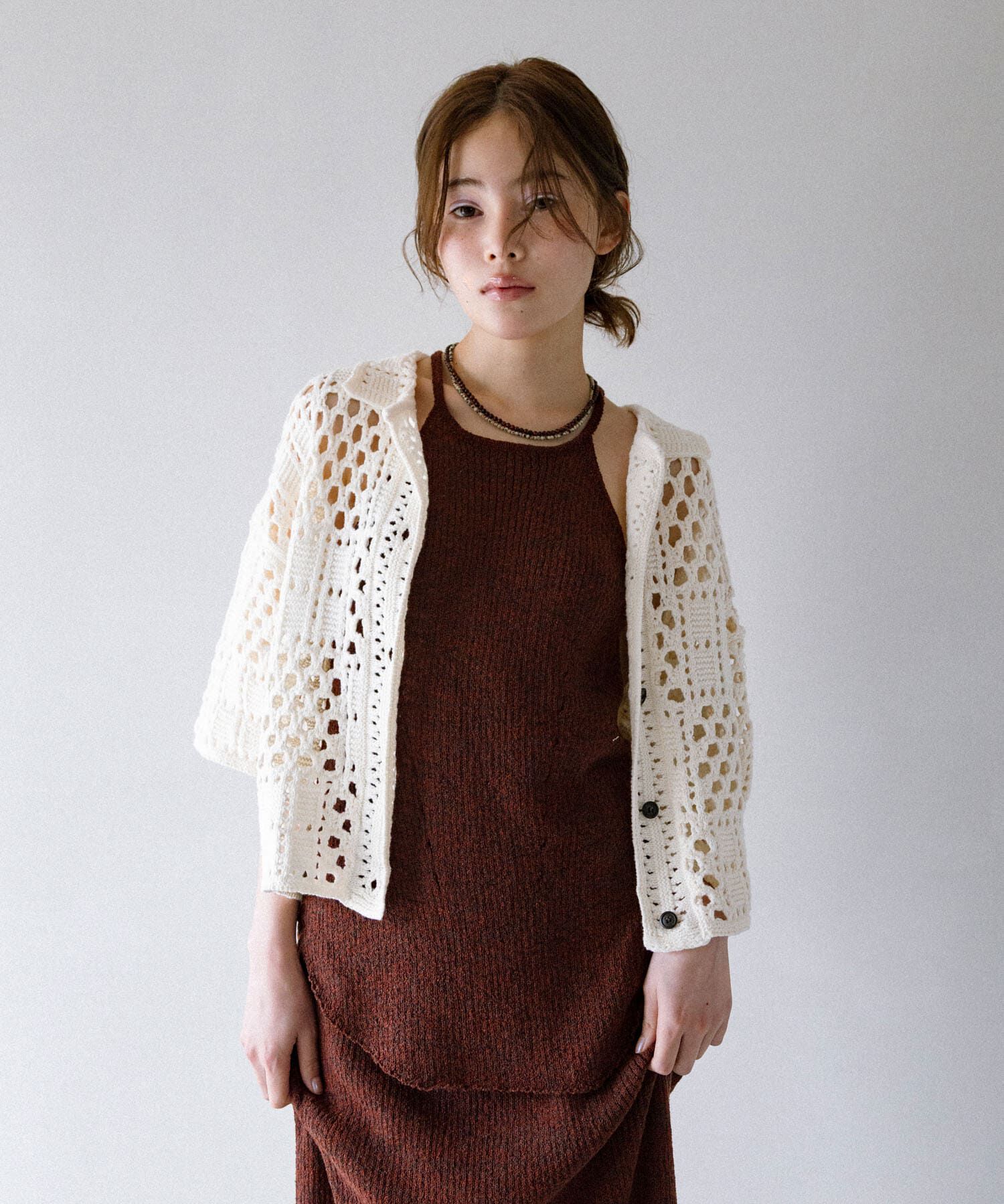  「クロシェニットシャツ」|ニット・セーター|