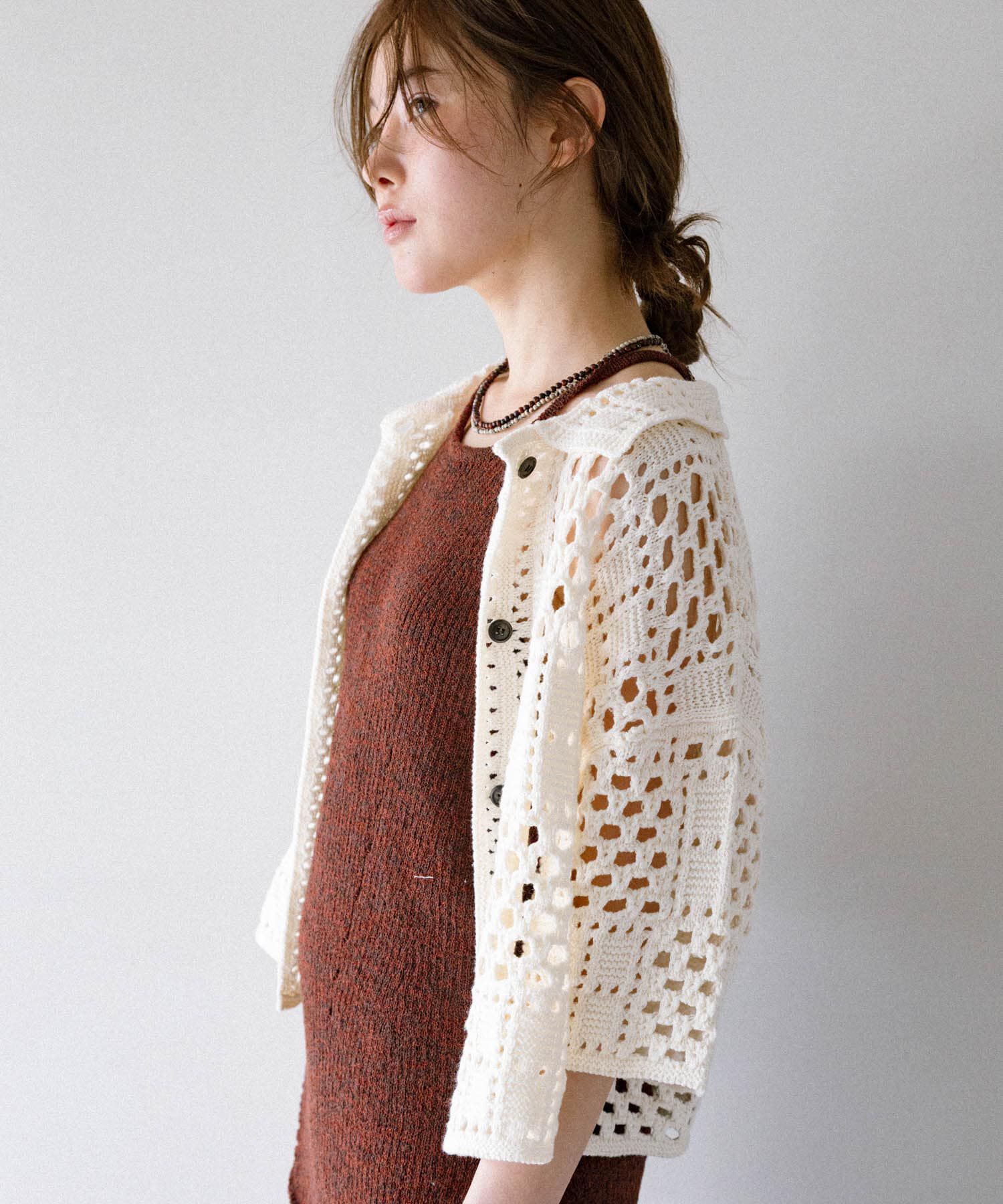  「クロシェニットシャツ」|ニット・セーター|