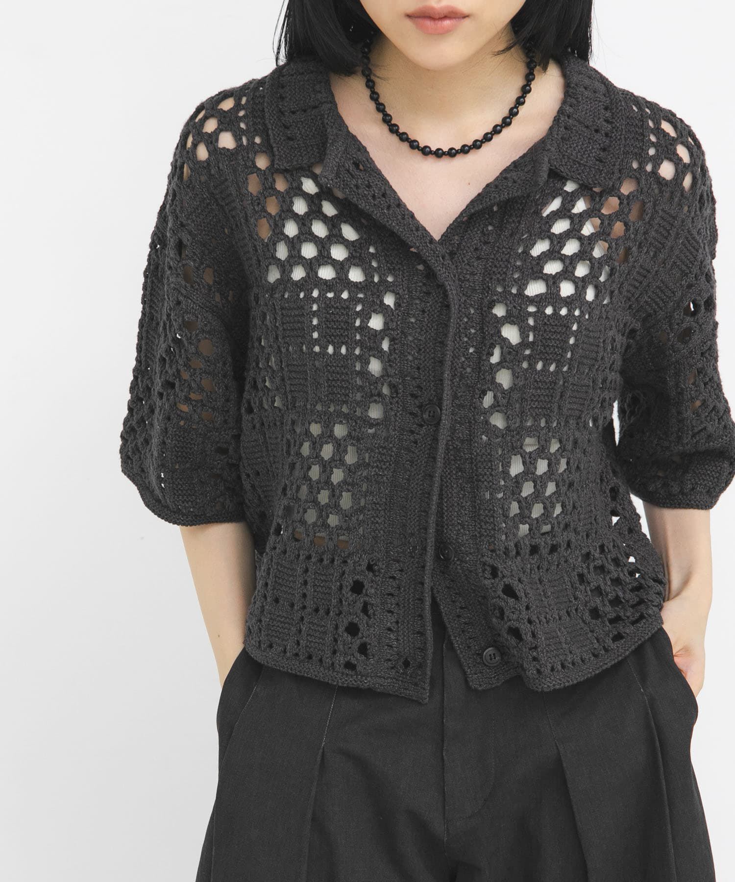  「クロシェニットシャツ」|ニット・セーター|