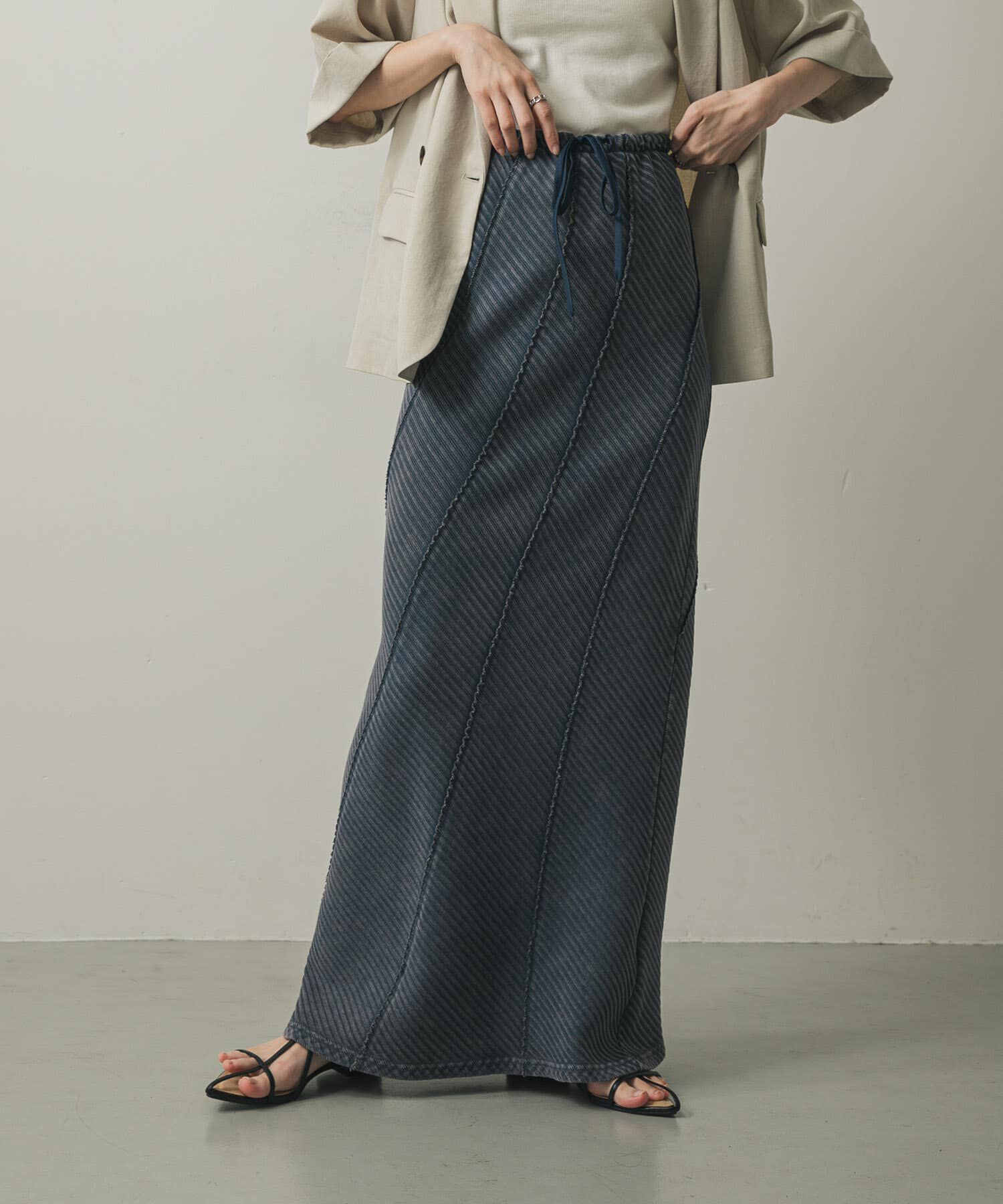 SENSE OF PLACE by URBAN RESEARCH「バイアスリブスカート」|スカート|ネイビー