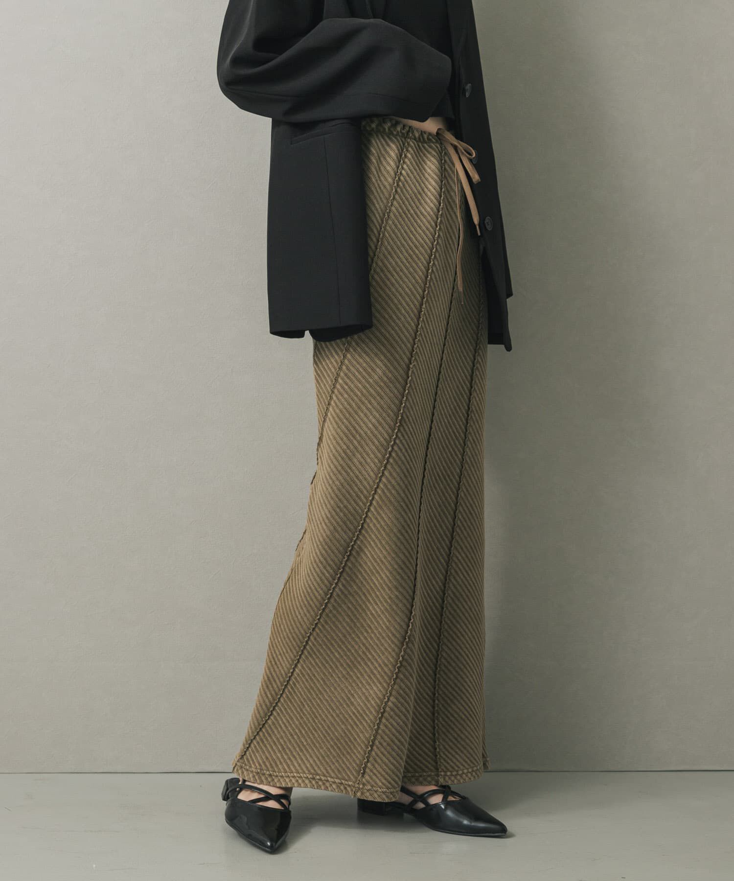 SENSE OF PLACE by URBAN RESEARCH「バイアスリブスカート」|スカート|キャメル