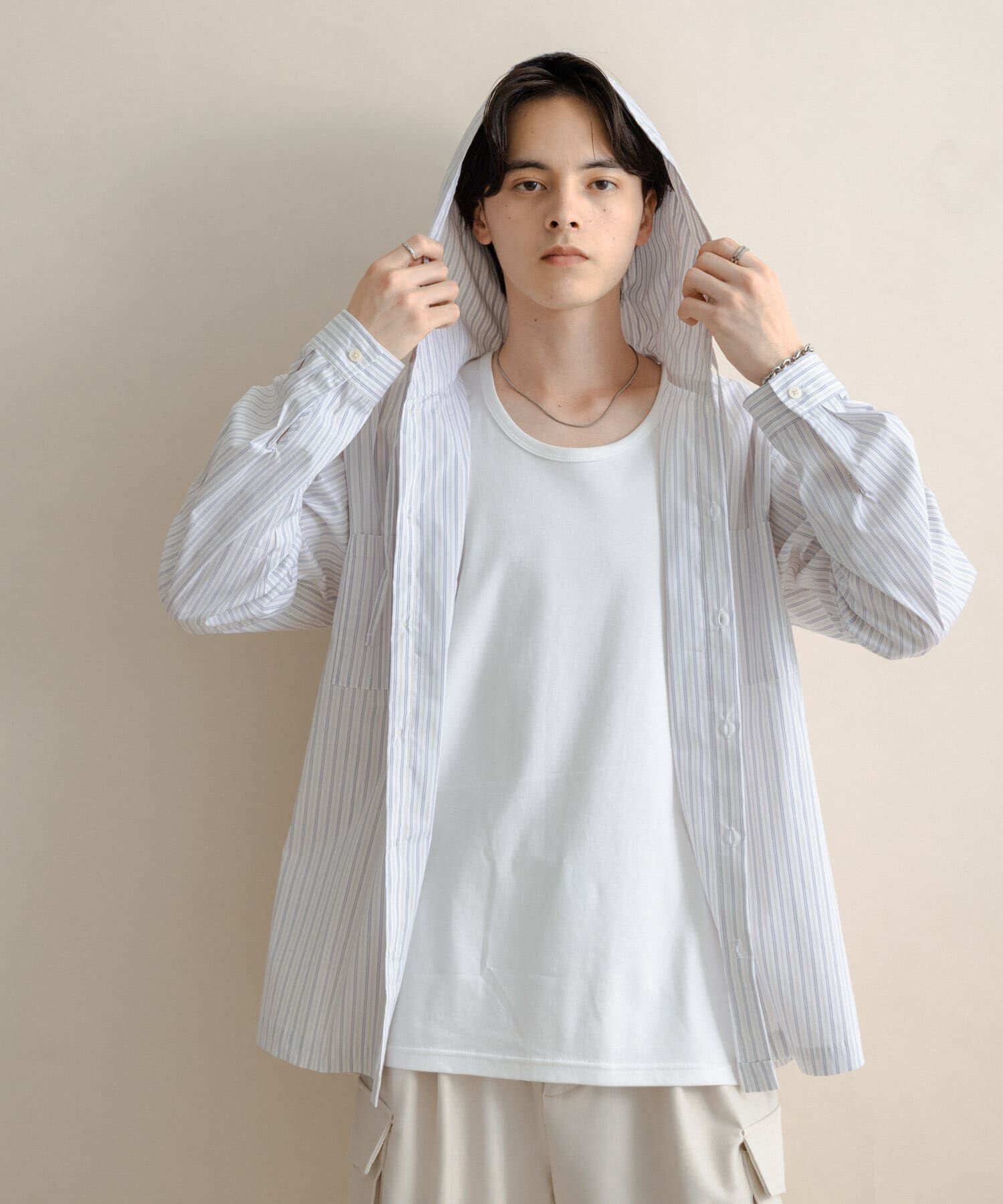 SENSE OF PLACE by URBAN RESEARCH「ストライプフーディールーズシャツ」|シャツ・ブラウス|