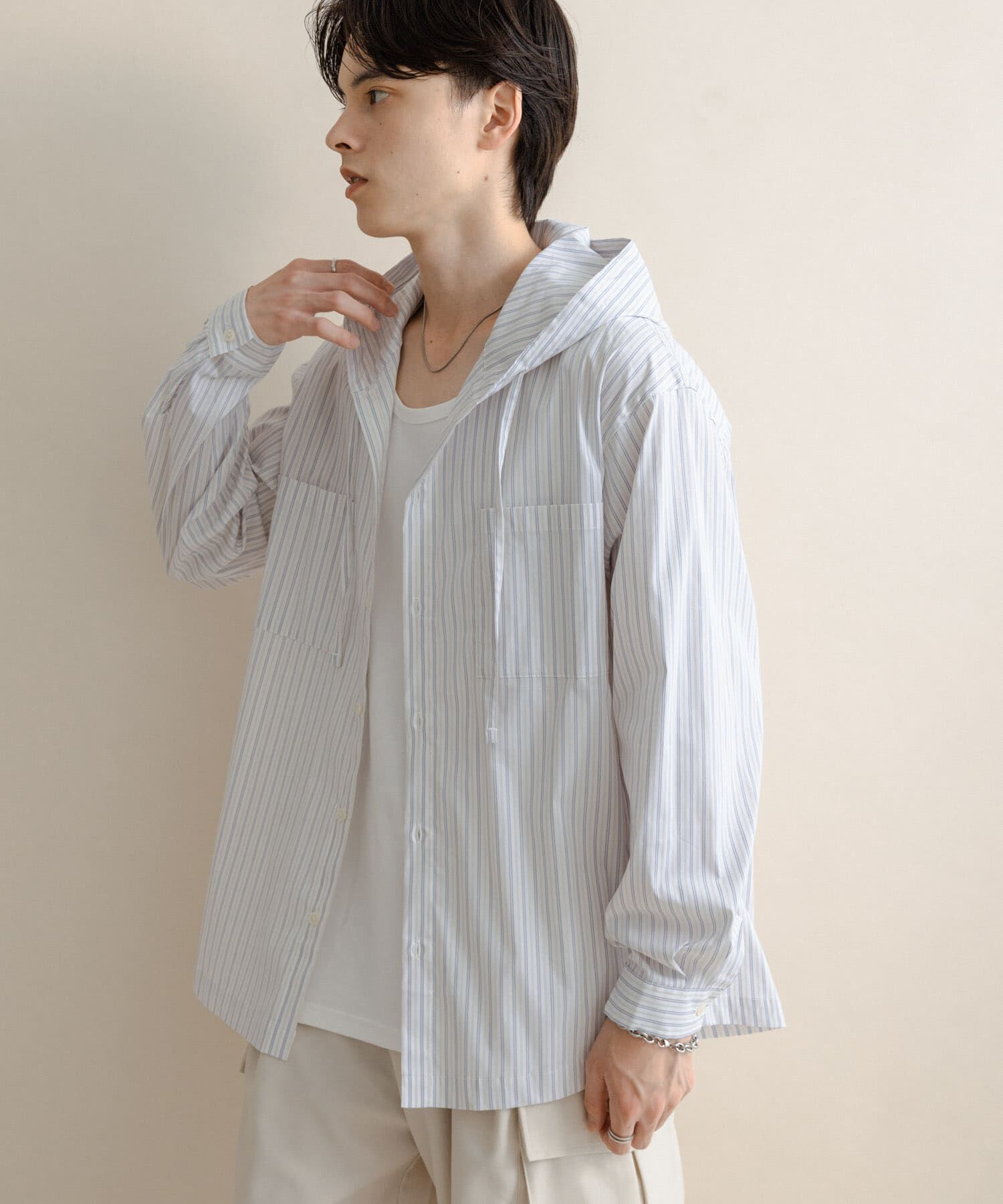 SENSE OF PLACE by URBAN RESEARCH「ストライプフーディールーズシャツ」|シャツ・ブラウス|