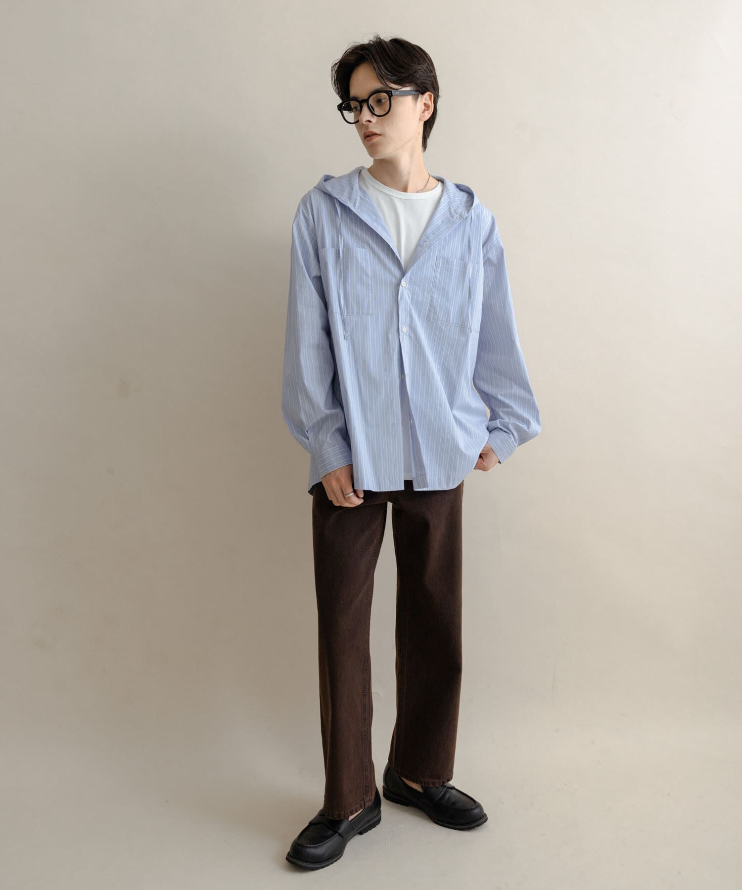 SENSE OF PLACE by URBAN RESEARCH「ストライプフーディールーズシャツ」|シャツ・ブラウス|