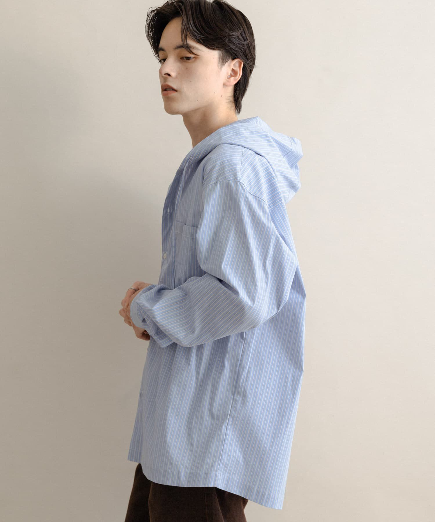 SENSE OF PLACE by URBAN RESEARCH「ストライプフーディールーズシャツ」|シャツ・ブラウス|