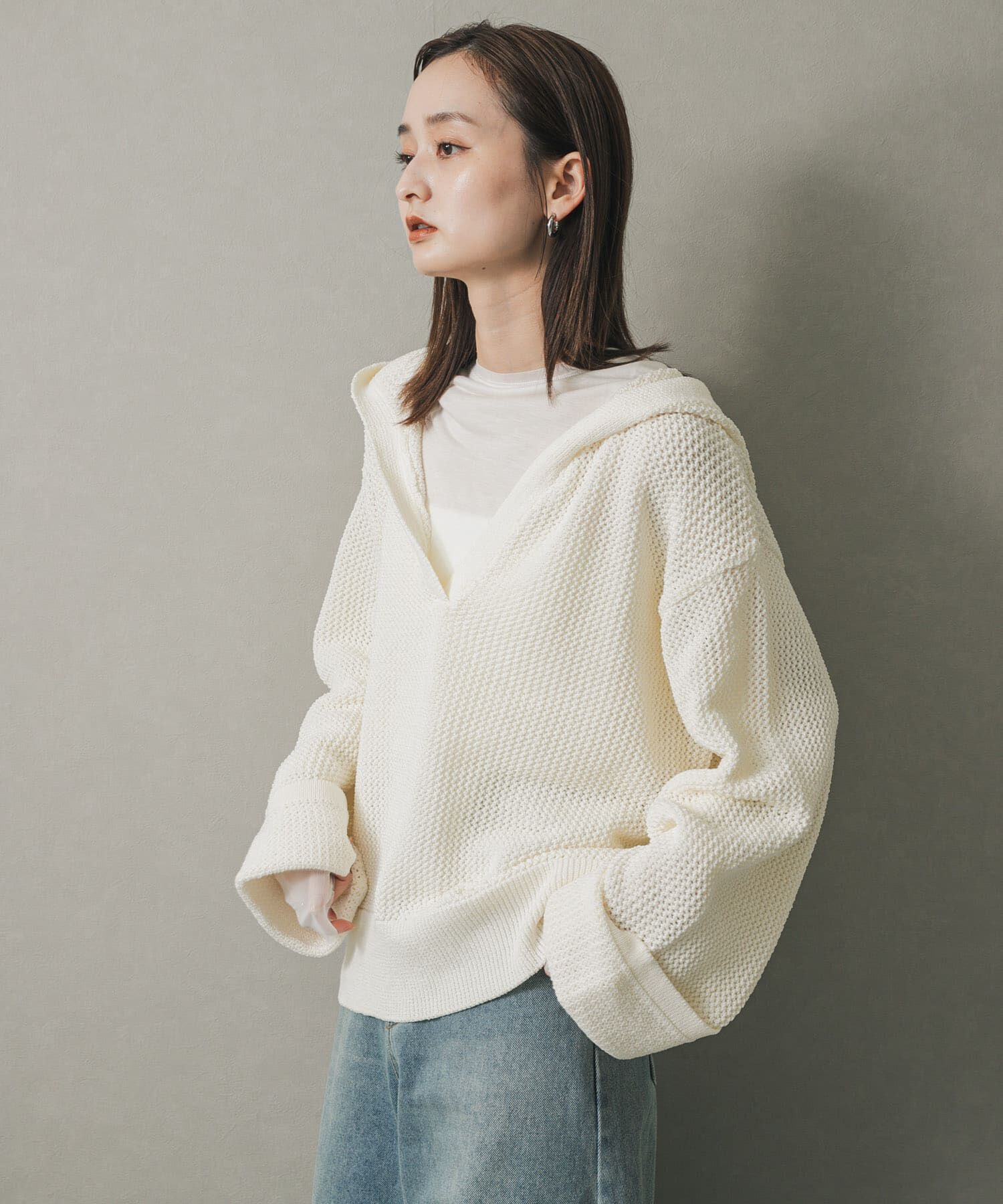 SENSE OF PLACE by URBAN RESEARCH「メッシュフーディーセーター」|ニット・セーター|