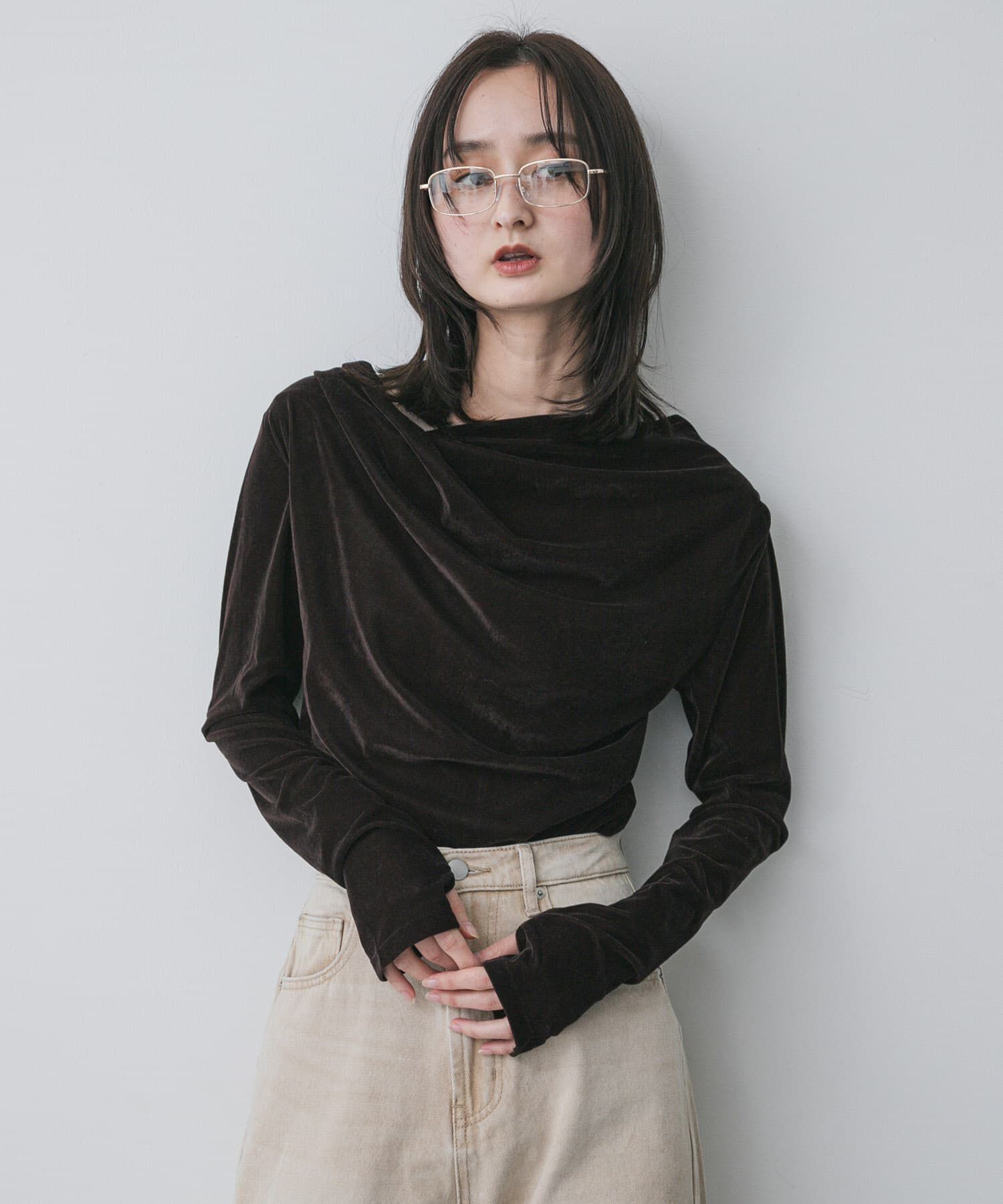 SENSE OF PLACE by URBAN RESEARCH「ベロアドレープトップ」|その他|ブラウン