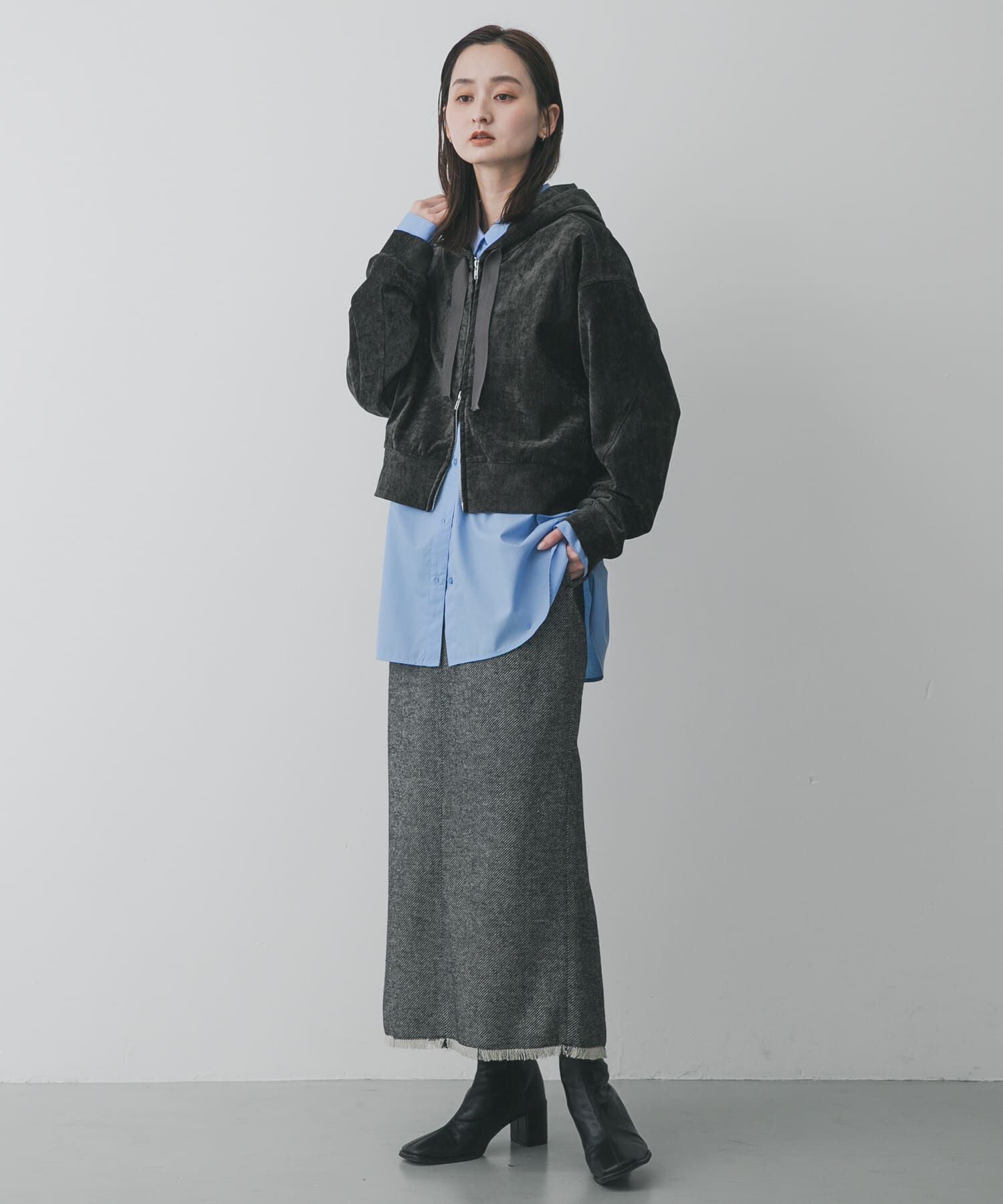 SENSE OF PLACE by URBAN RESEARCH「ツイードフリンジジップスカート」|スカート|