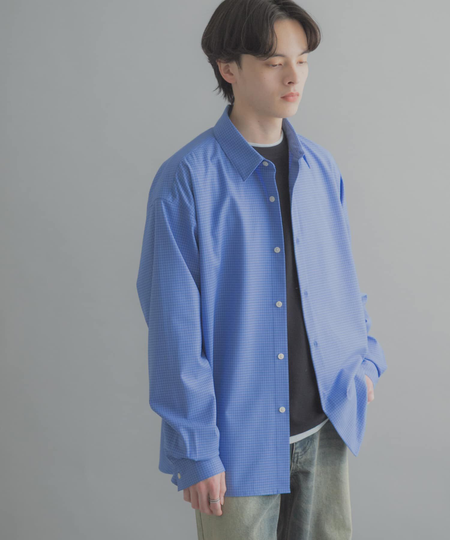 SENSE OF PLACE by URBAN RESEARCH「マイクロチェックレギュラーカラーシャツ」|シャツ・ブラウス|ライトブルー