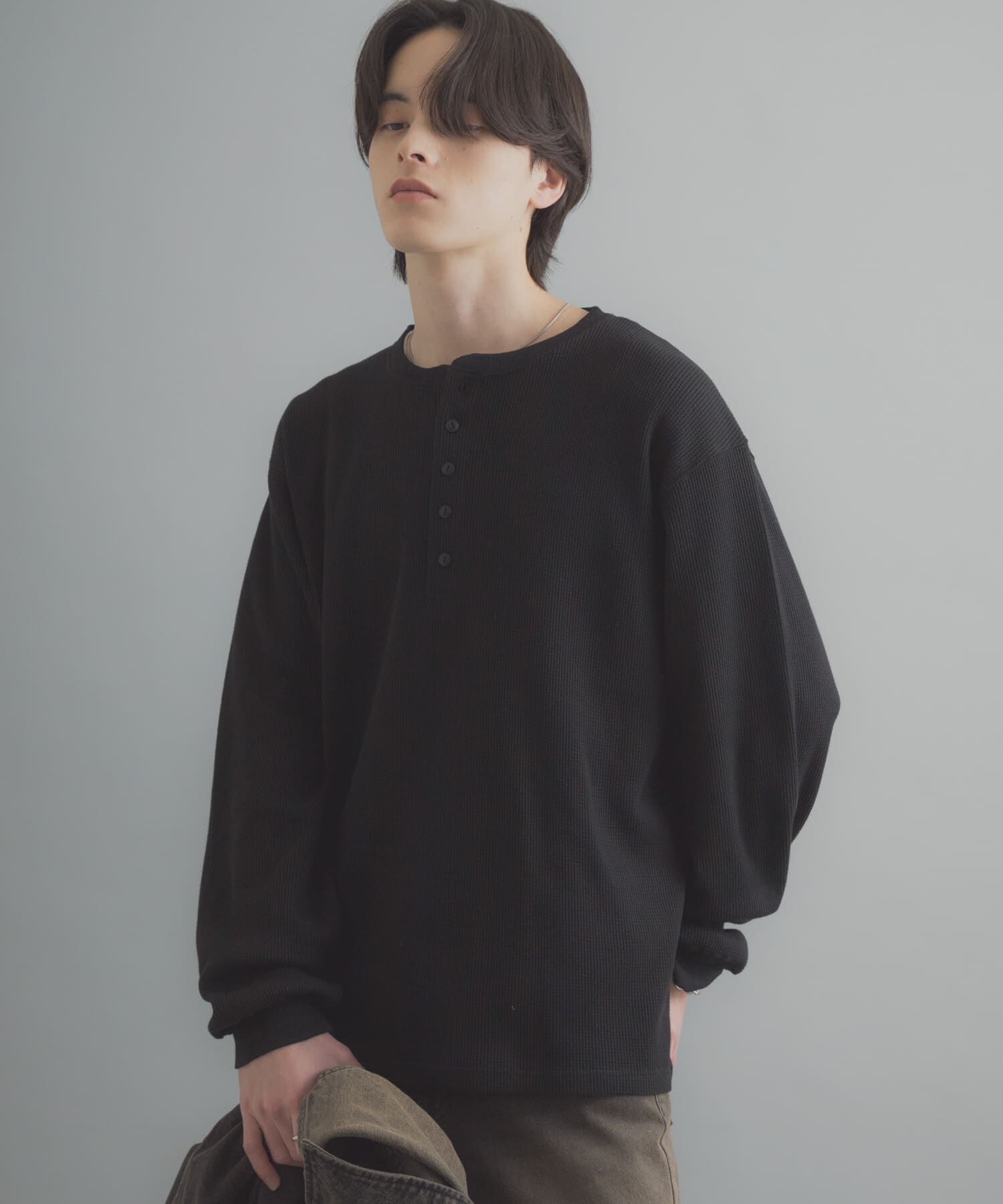 SENSE OF PLACE by URBAN RESEARCH「ワッフルヘンリーネックロングTシャツ」|Tシャツ・カットソー|
